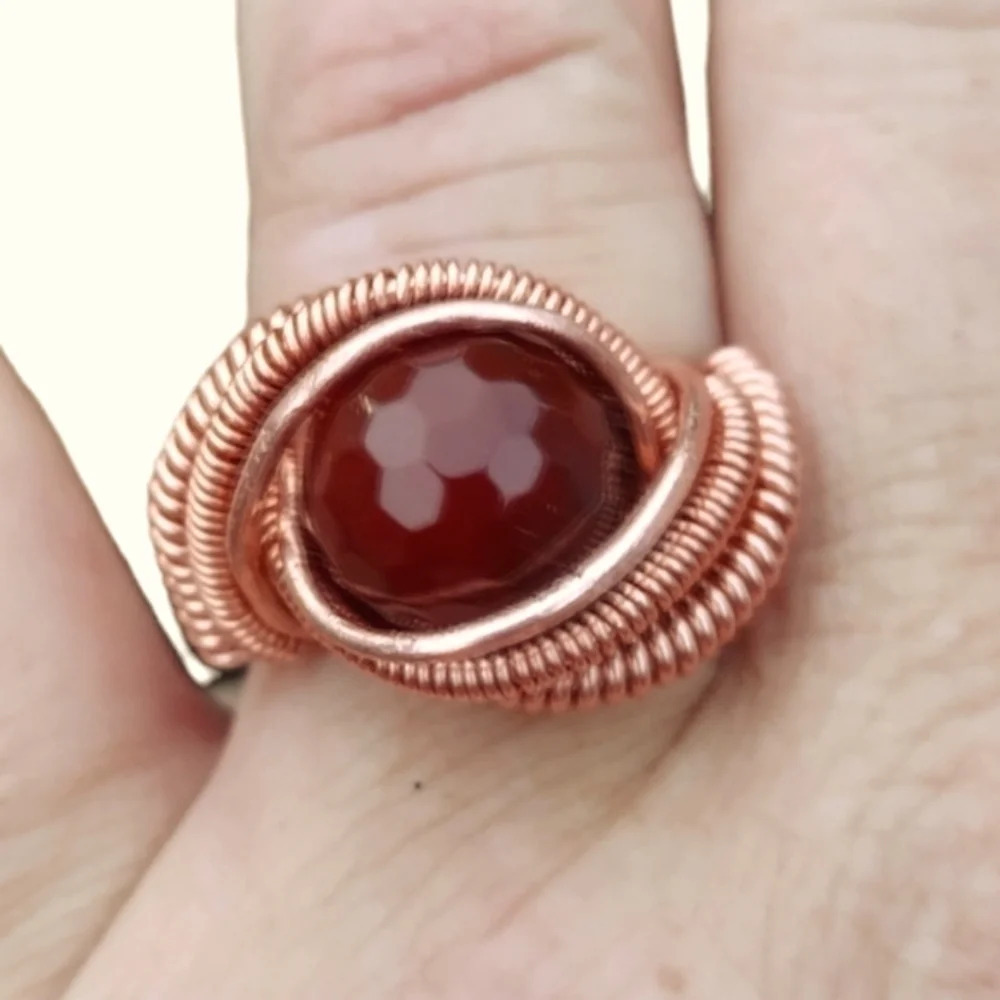 "brave Boo" -  Copper wrapped Red Jasper Healing Ring. -ForeverBond-​​​​​​